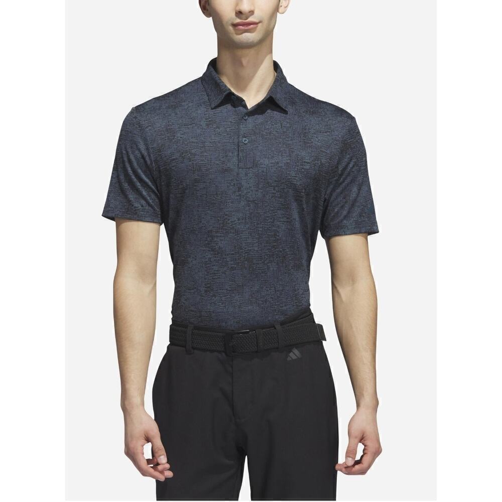 Adidas Golf Polo Shirt Blue Black Jacquard Medium NWT
